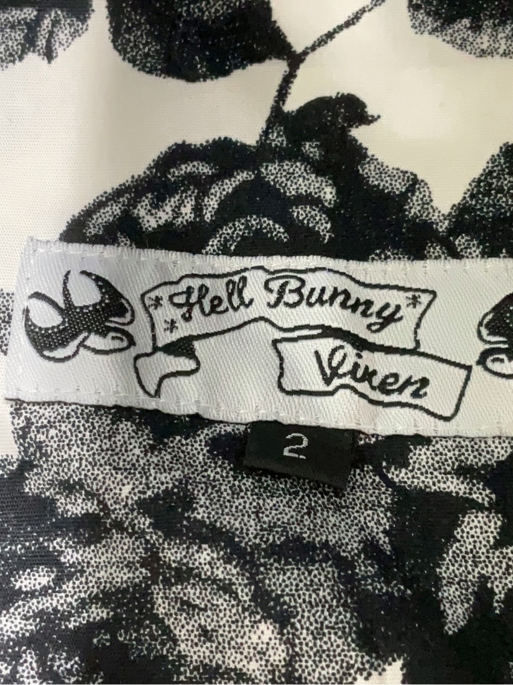 Hell Bunny Vixen Floral Fit & Flare Dress, Black/White, Size 2, NWT - Picture 5 of 9